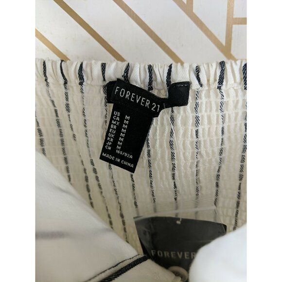 Forever 21 Women's Striped Mini Dress Button Up Size Medium NEW - Picture 5 of 6